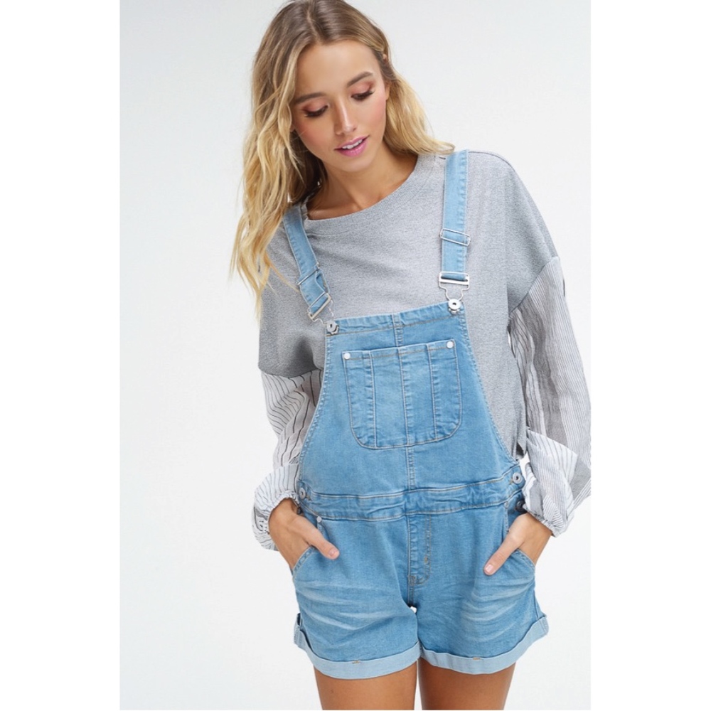 NWT ♡ Denim Dungarees, Overall Shorts, ON SALE! - Picture 6 of 8